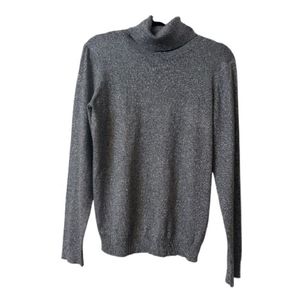 Calvin Klein Elegant Shimmer Gray Turtleneck Sweater